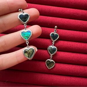 Silver Heart Drop Earrings